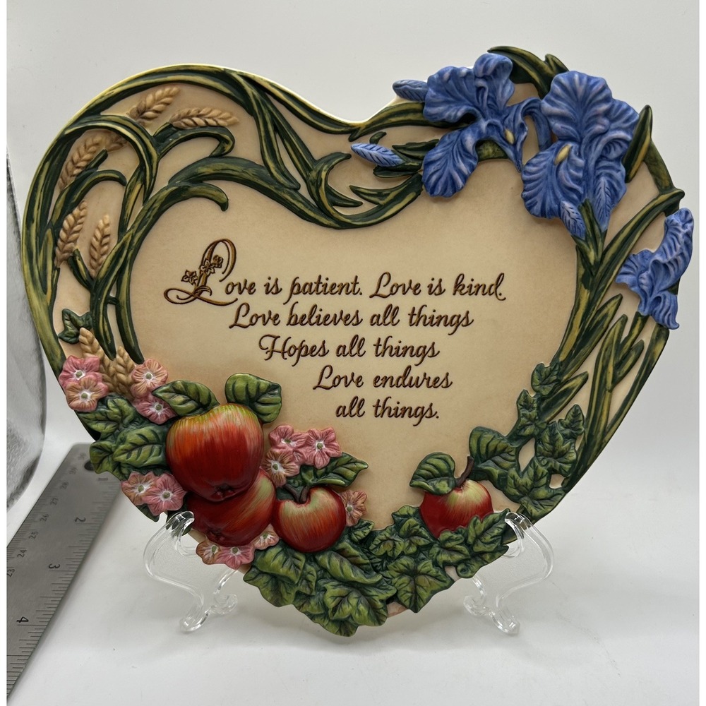 Vintage Bradford Exchange Love is Patient, Love is Kind Heart Hanging Plate Wall